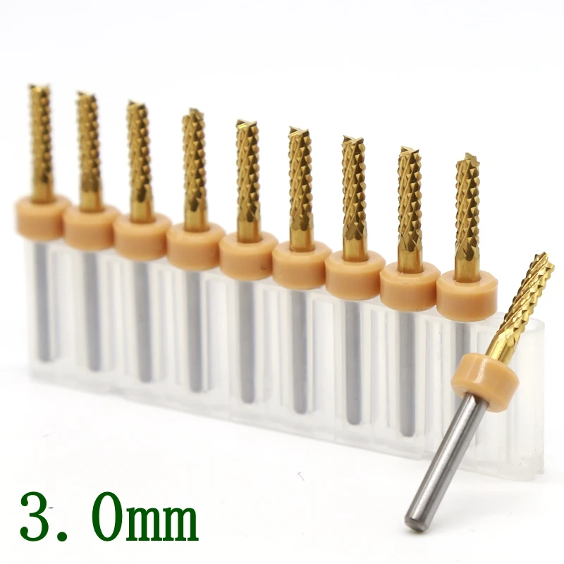 3.0mm Titanium Coating PCB Cutter 10PCS Swallowtail Strawberry Wood Metal Aluminum CNC Router Engraving Tools