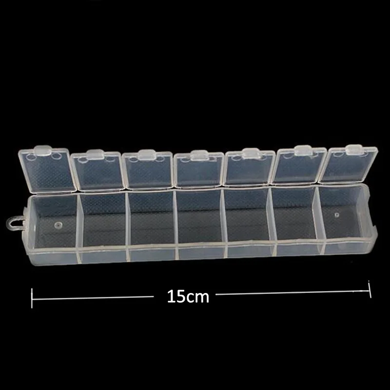 New Practical 3.3*15cm Plastic 7 Compartment Storage Box Case Bead Rings Jewelry Display Organizer