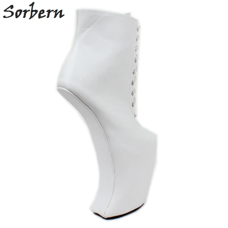 Sorbern Ankle Boots For Women Heelless Lady Gaga Shoes Unisex Heeled Booties Platform Drag Queen Shoes Thick Heels Crossdresser