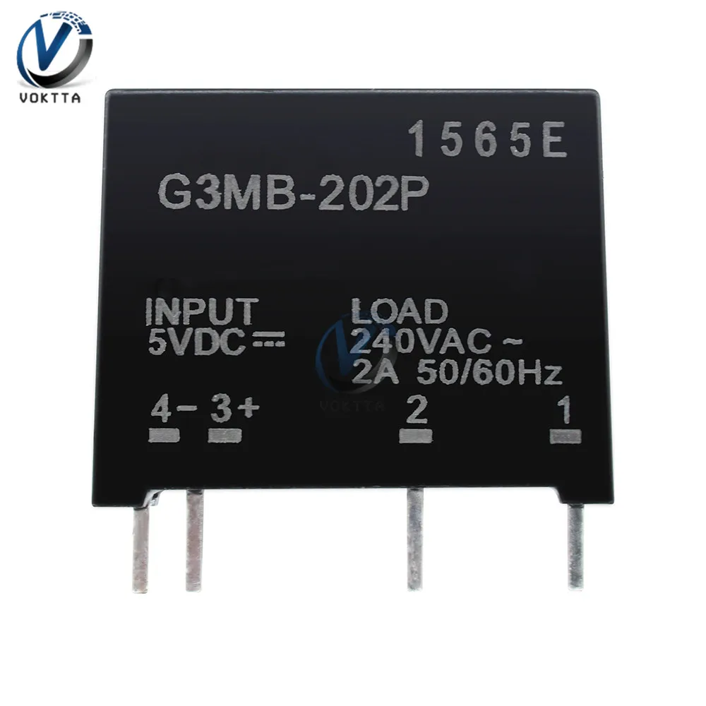 1 sztuk G3MB-202P 5V moduł przekaźnika G3MB 202P DC-AC PCB SSR w 5V DC Out 240V AC 2A przekaźnik stanu stałego przekaźnik opóźnienia przekaźnika