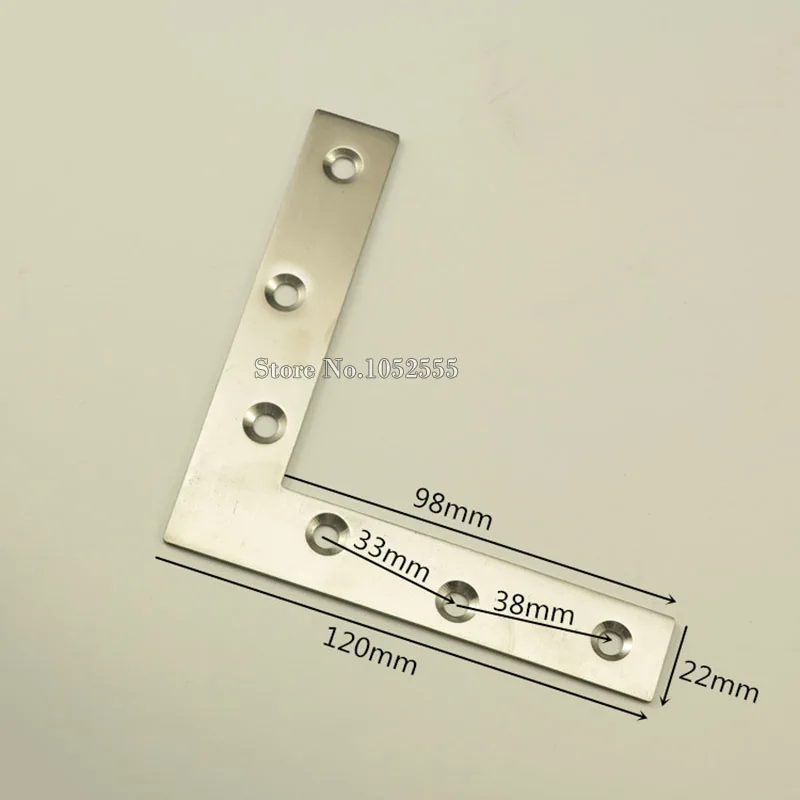 100pcs 120*120*22mm Stainless Steel L Shape Furniture Corner Brackets Right Angle Connector Mounting Bracket Protector K225