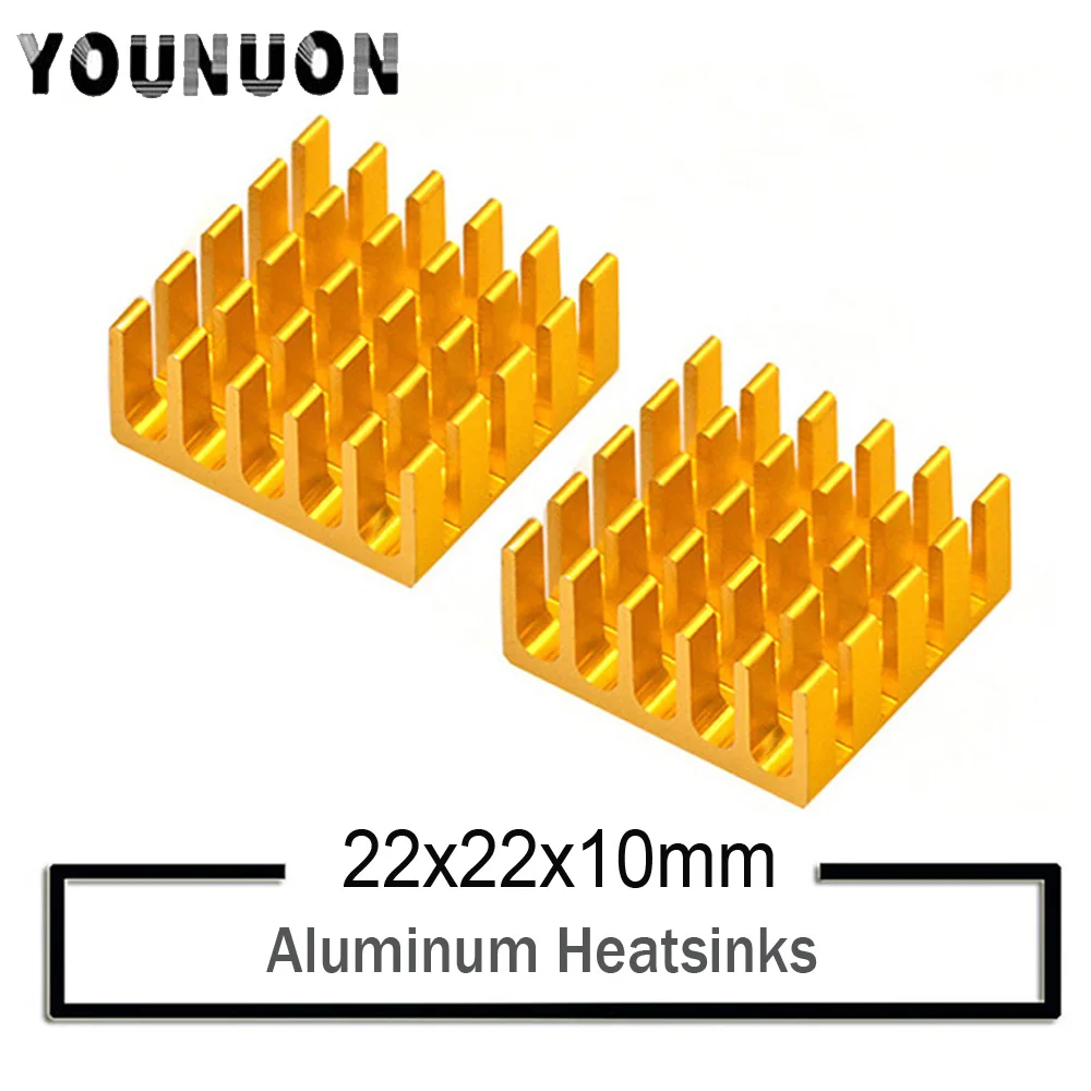 

500Pcs YOUNUON Golden 22x22x10mm Aluminum Chipset Heatsink Radiator Heat Sink Cooling Fin Silver for CPU LED Power