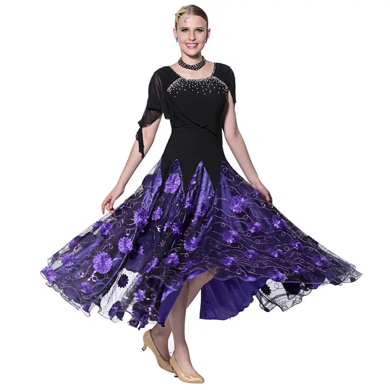 Customized Lady Ballroom Dancing Dress Modern Dance Competition Costume Waltz Tango Foxtrot Quickstep Suit Promotion B-2774