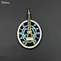 Paris Tower Size 9.9*6.1cm clothes Patch Applique iron on Embroidered Patch for Clothes Stickers Garment  Accessories