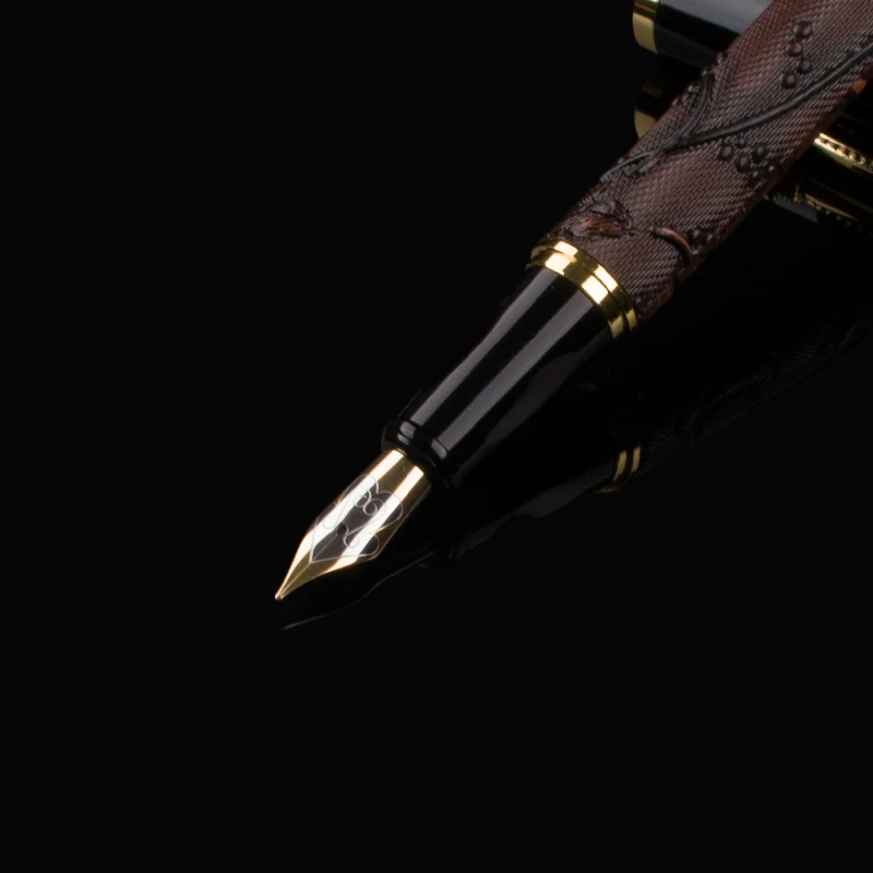 NEW DIKAWEN 891 BROWN AND GOLDEN  FOUNTAIN PEN DRAGON CLIP RICH CROP FLOWER BLOOM 4 STYLE FOR CHOICE BUSINESS BEST GIFT