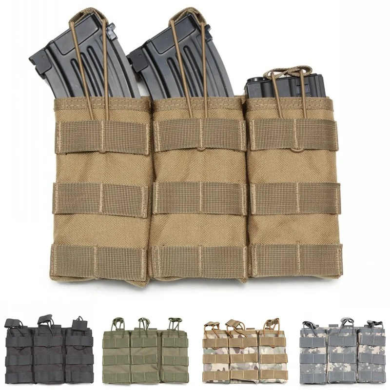 

Airsoft Tactical MOLLE Triple Magazine Pouch Open-Top M4/M16 Mag Pouches Hunting Waist Bag