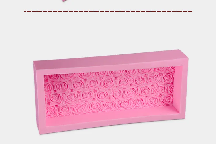 1000ML Big Embossed Loaf Pan Silicone Soap Mold Rose Flower Decoration Handmade Toast Soap Making Mould H377