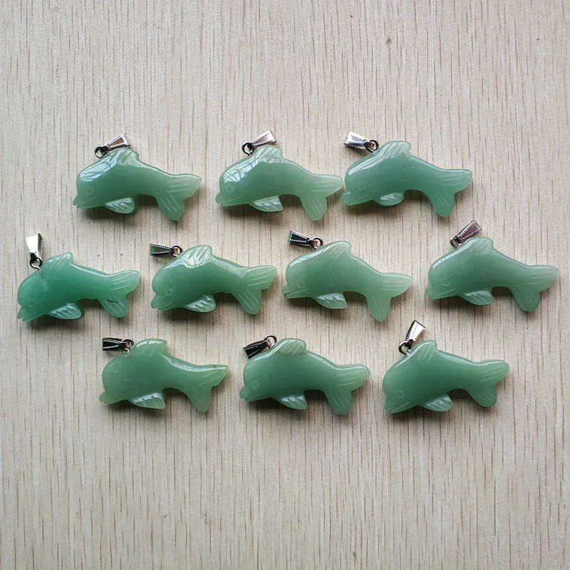 

Wholesale 10pcs/lot fashion hight quality natural green aventurine carved Dolphin shape pendant for jewelry making free shipping