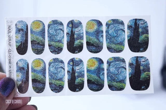 14Tips/Sheet Nail Wraps Van Gogh's Sky Nail Art Decals DIY Beauty Manicure Decoration Stickers Nail Tattoo