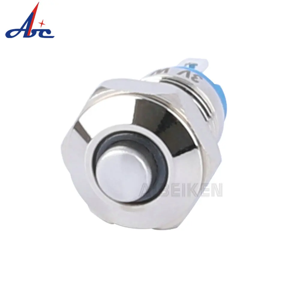 

12V Illuminated 1NO Smallest Push to ON Momentary Ring Led High Flush Head Push Button Switch 8mm