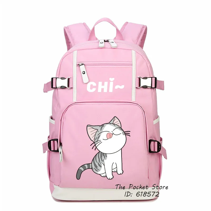 Kawaii Cat Women Backpack Chi\'s Sweet Home Cute Backpack Chi Cat Canvas School Bags Mochila Feminina Pink Travel Bagpack