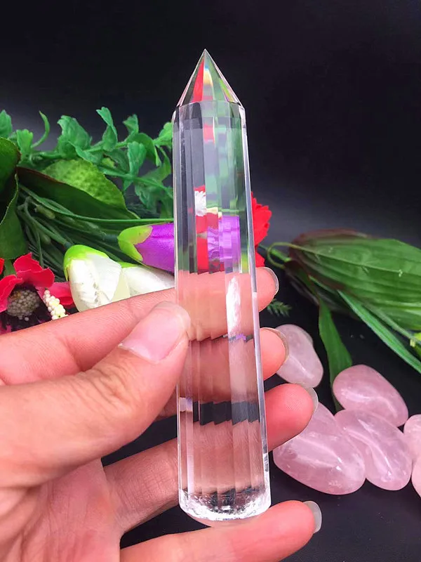 18 facets drop shipping Natural clear quartz Crystal gemstone point meditation reiki healing rock crystal vogel Inspired Wand