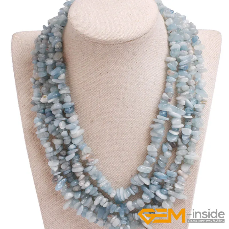 Handmade Assorted Chips Beaded Jewelry 17-20 Inch Multi Strands Cluster Statement Long Necklace For Women Gifts