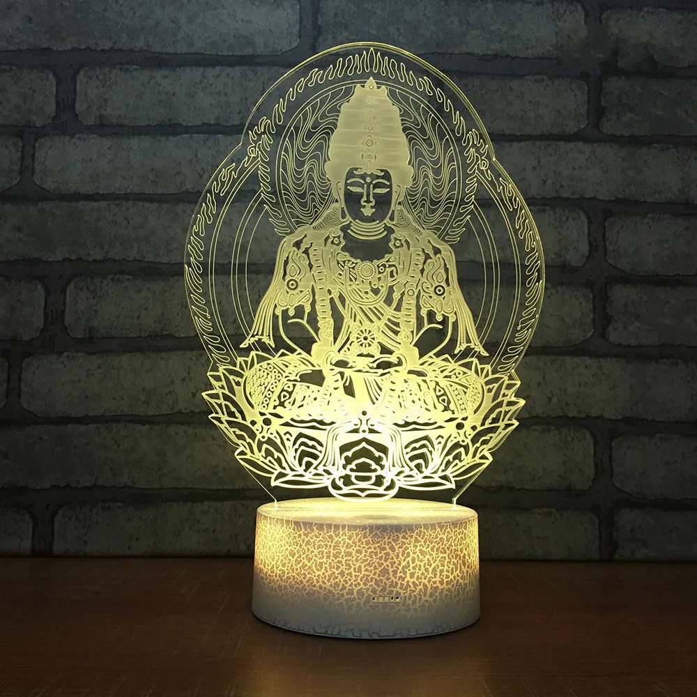 Buddha Statues Of India Acrylic 3d Nightlight Bedroom Bedside Individual Table Led Night Light Novelty Led Usb Kids Lamp