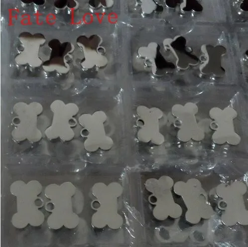 Fate Love Lot 30pcs in bulk Sheet Small Bone Dog Tag design charms stainless steel Jewelry Finding DIY Marking