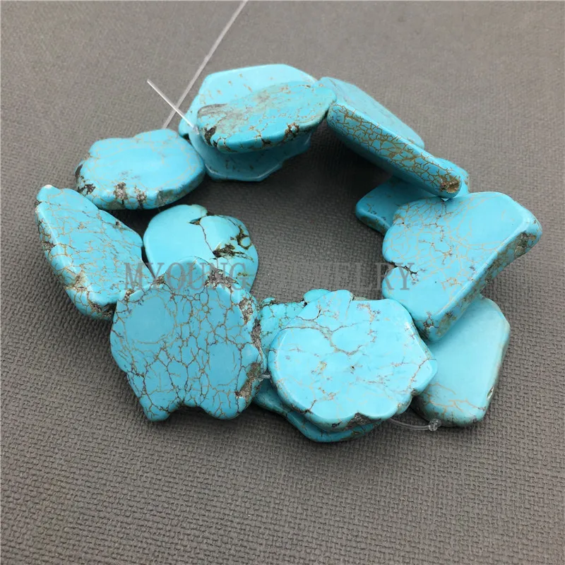 

Blue Turquoises Freeform Slab Nugget Beads, 15.5 Strand Loose Howlite Slice beads DIY Jewelry Making MY0165