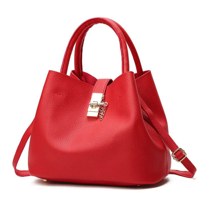 High Quality PU Leather Handbags Bucket Casual Tote Shoulder Bags for women 2024 Handbag Fashion Crossbody Women Bag bolsa
