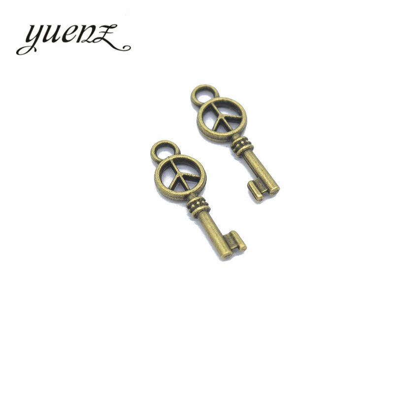 YuenZ 20 pcs Antique silver color peace key Charms Pendants For Necklace Bracelet Jewelry Making DIY Handmade 26*9mm O216