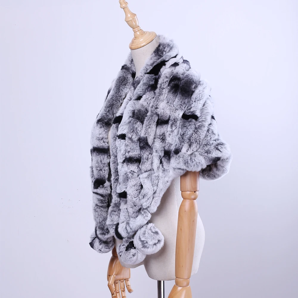 Brand New Women\'s Lady Fashion Genuine Rex Rabbit Fur Shawl  Poncho Fur Cape Scarfs Scarves Wraps Real Fur Pashmina