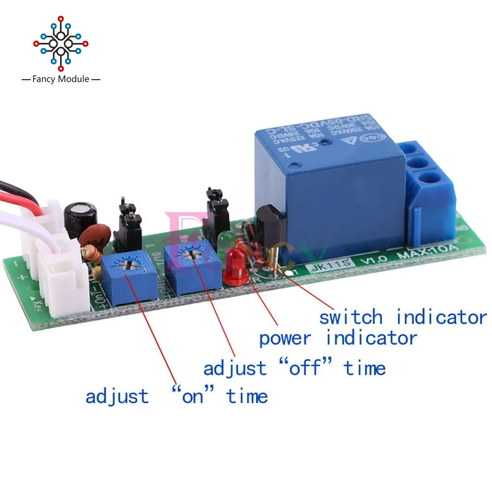 WS16 DC 12V Infinite Cycle Delay Timing Time Relay Timer Control ON-OFF Loop Switch Module Double Adjustable 0~120 Minutes