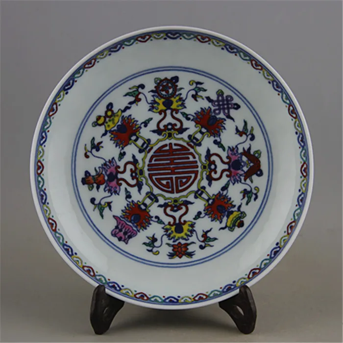 

Rare QingDynasty porcelain plate, pastal longevity plateHand- Painted crafts,Decoration,collection&Adornment,Free shipping