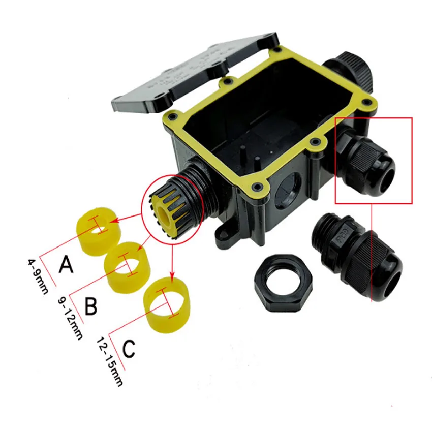 1pc Black Junction Box 2 3 4 5 Way Waterproof Electrical Junction Box For Outdoor Lighting Cable Protection Connector Wire IP68