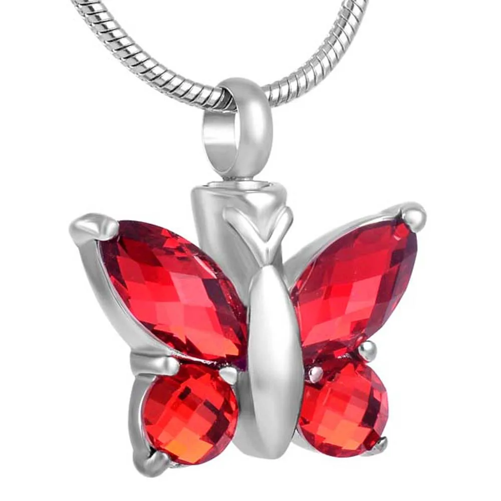 IJD8497 Charm Butterfly Keepsake Urn Family Members Loss Pendant Necklace Urn Memorial Cremation Jewelry