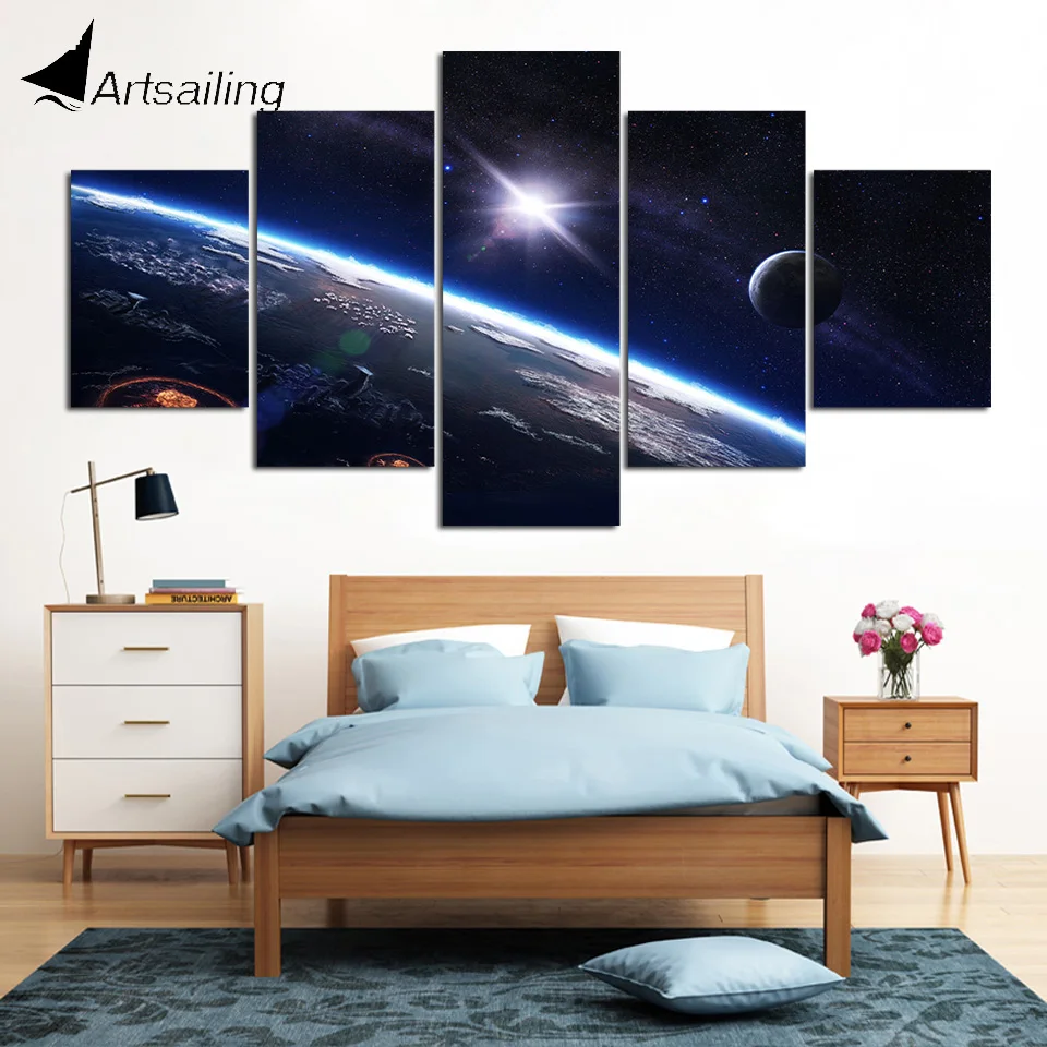 5 pieces astronomical planet Earth painting Wall Art Picture Gift Home Decoration Canvas Print painting