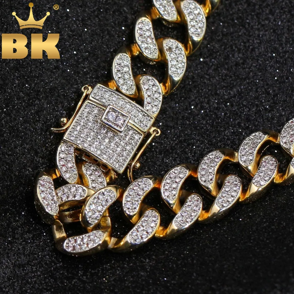 

Fashion Hiphop Miami Cuban Link Chain 13mm Full Iced Out Cubic Zirconia Necklace For Men/Women Gold Silver Color Jewelry