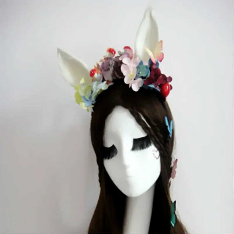 Fancy Dress Cat Fox Ears Headband Anime Cosplay Pairty Costume Flowers Gothic Headbands Hair Accessories