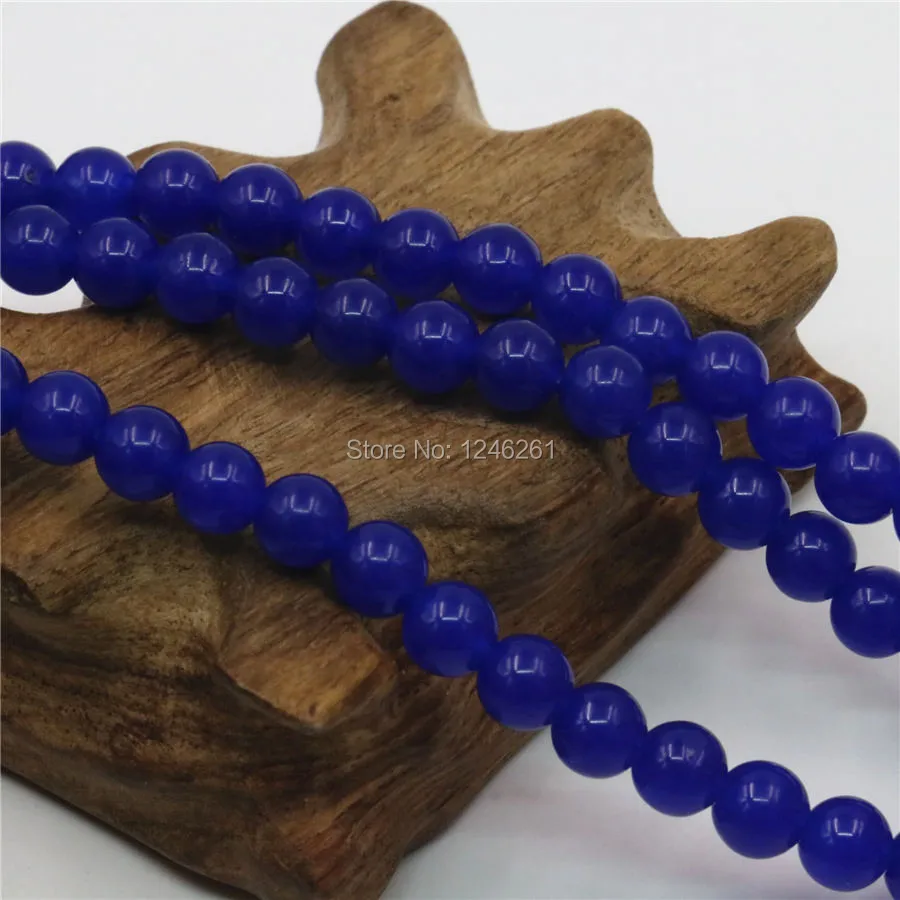 

4mm 6mm 8mm 10mm 12mm 14mm DarkBlue Chalcedony Beads Stone Round Diy Jewelry Making Girls Christmas Gifts Gems 15inch Ornament