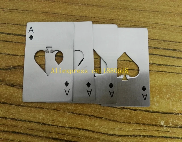 

500pcs/lot Fast Shipping Stainless Steel A Poker Playing Card of Spades Bar Tool Soda Beer Bottle Cap Opener