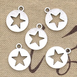 20pcs Charms Hollow Star Cut Out 18x15mm Antique Silver Color Plated Pendants Making DIY Handmade Tibetan Silver Color Jewelry