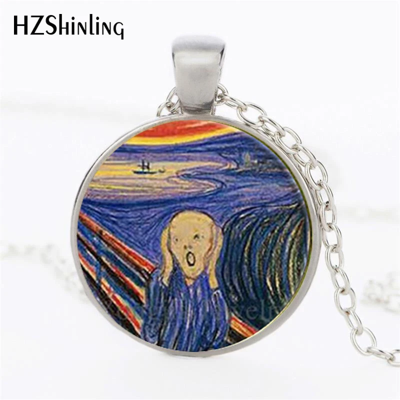 2017 New Glass Dome Necklaces The Scream Pendant Edward Munch Art Jewelry Der Schrei Necklace Novel Chain Gift HZ1