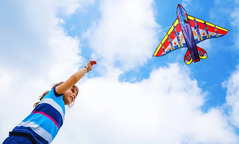 Cometa/cometas de avión de 63 pulgadas con asa y línea para niños, deportes divertidos al aire libre, buen vuelo, novedad