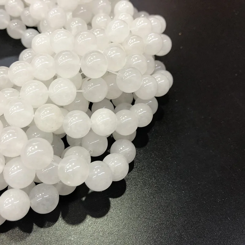 1strand/lot 4 6 8 10 12 mm White Carnelian Agates Round Gem Beads Carnelian Loose Beads For Jewelry Making DIY Necklace Bracelet image 3