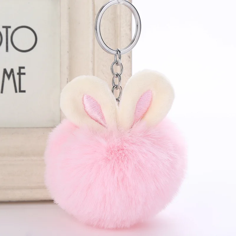 New Women Popular Rabbit Ear Hairball Top Quality Keychains Bag Fashion Accessories Hot Men Best gift Jewelry K2049