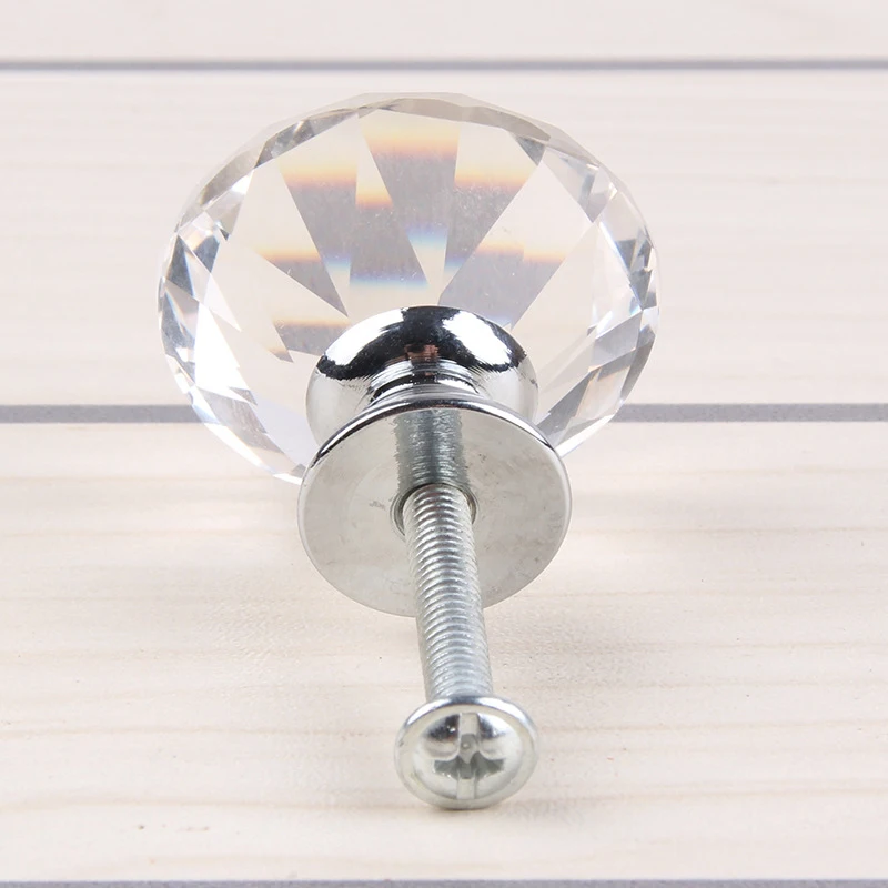 10 pcs  Clear Crystal Glass Diamond Cut Door Knobs Cabinet Drawer handle