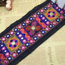 miao cross stitch crochet fabric lace trim 9.5cm dress mirror ribbon tape webbing ethnic tribal nepal thai india boho gypsy DIY