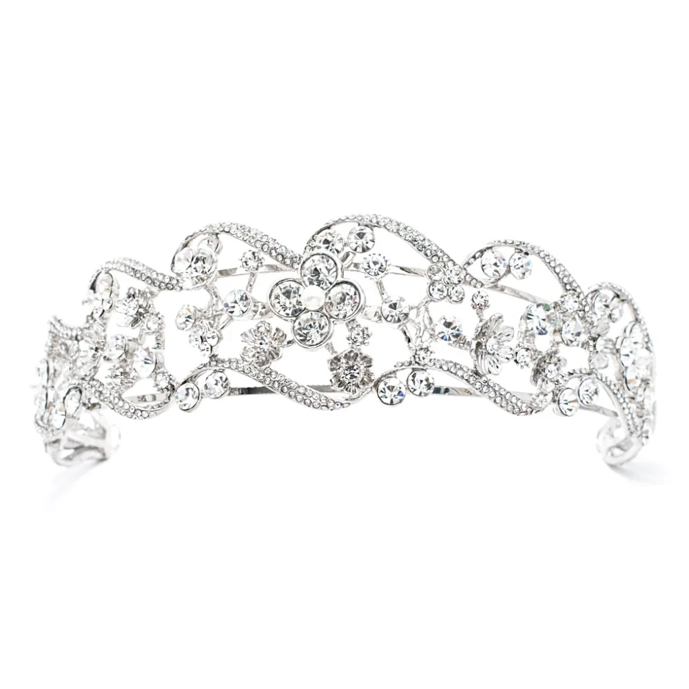 Crystals Rhinestone 3/2 Round Flower Bridal Wedding Headband Hairband Tiara Hair Jewelry Accessories Hairpieces HG0051