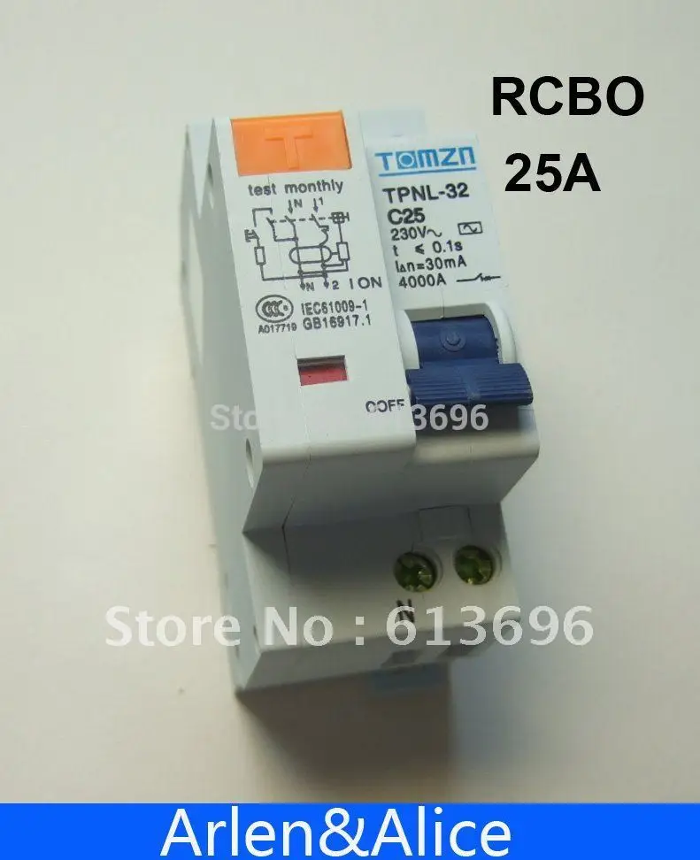 DPNL 1P+N 25A 230V~ 50HZ/60HZ Residual current Circuit breaker with over current and Leakage protection RCBO