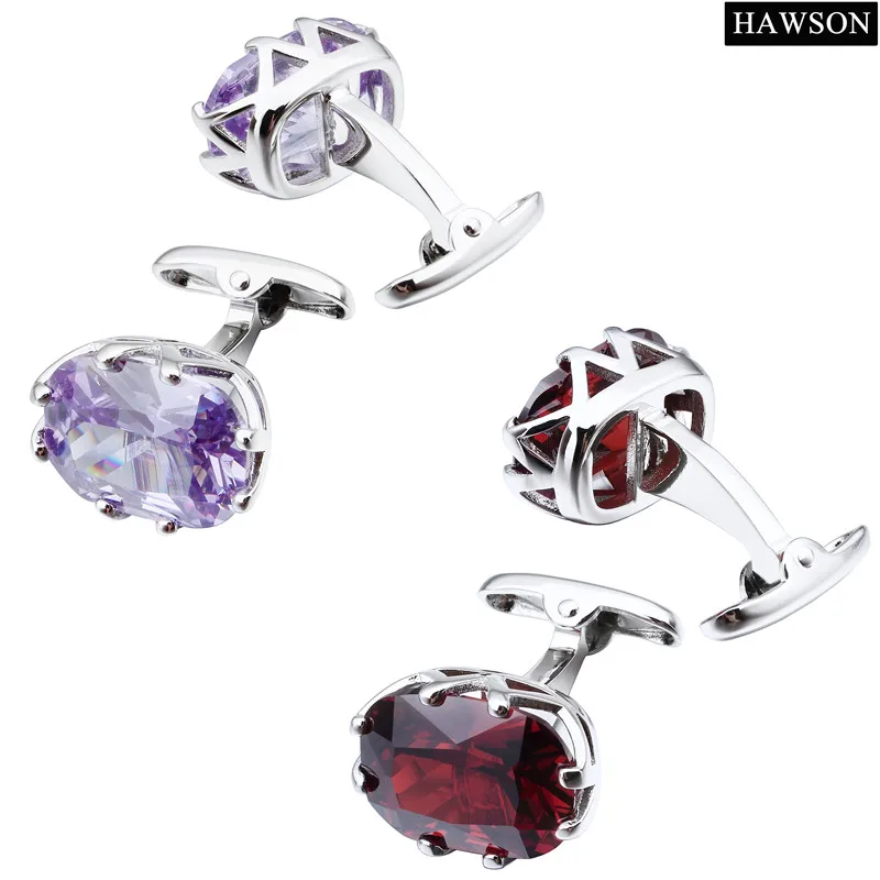 HAWSON Wholesale Cufflinks for Men Luxury Multi Colors Stone Cuff Links for French Shirt Jewelry Accessories with Box