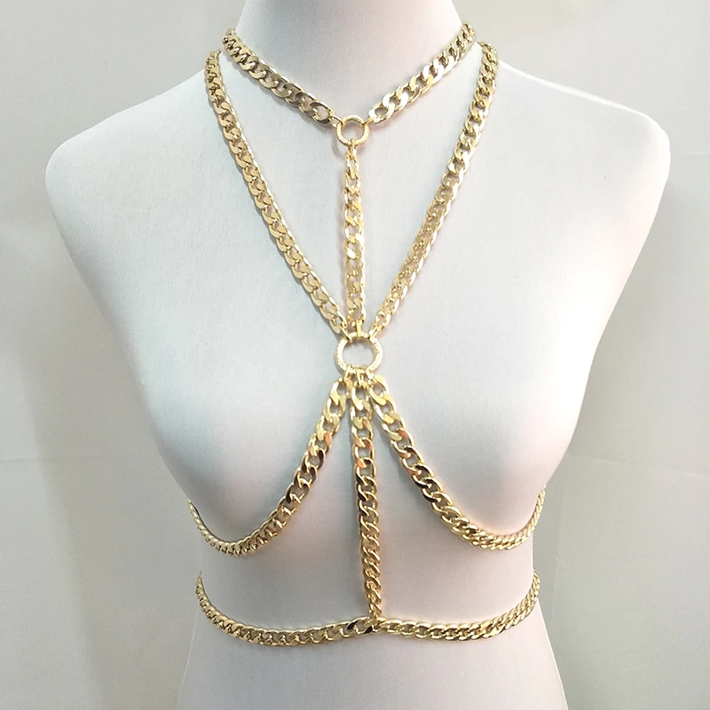 New design Punk luxury chunky chain Bikini Exclusive Heavy Custom Summer Style Body Chain BY0014