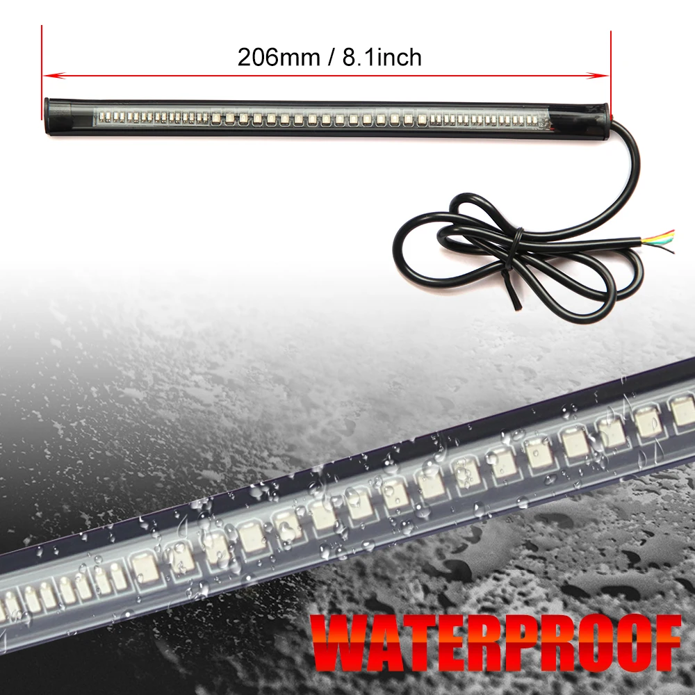 CO LIGHT LED Strip 48Leds Waterproof Flexible LED Light Strip Rear Tail Brake Stop Turn Signal License Plate Light Motorcycle