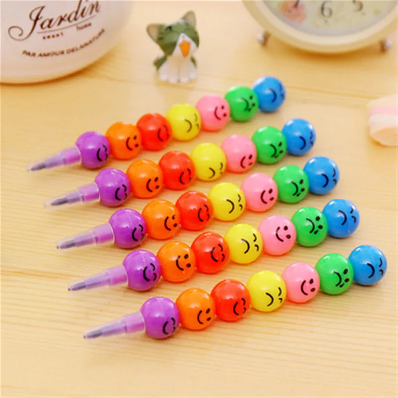 

DL A smiling face South Korea crayon creative stationery wholesale crayon Tomatoes on sticks prize for students stationery offic