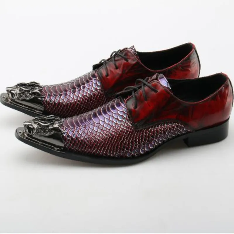 

Oxford shoes for men genuine leather snake skin formal shoes iron pointed toe dress shoes studded loafers lace up shoe lasts