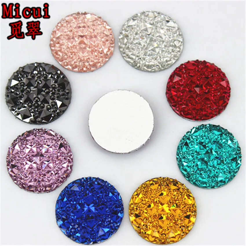 Micui 50pcs 20mmCrystal Resin Round flatback Resin Rhinestones Stone Beads Scrapbooking crafts Jewelry Accessories MC414