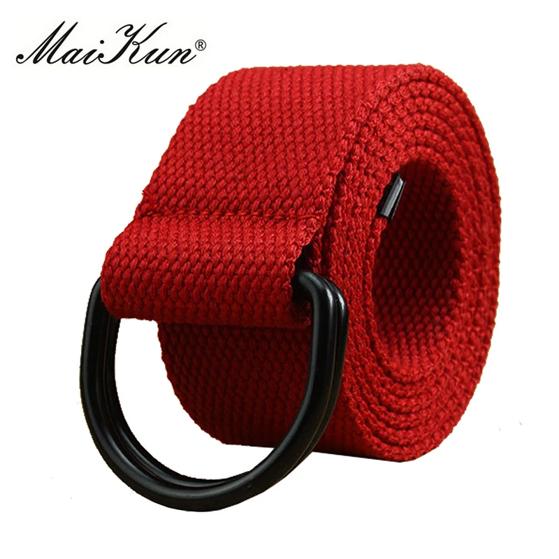 MaiKun Canvas Belts for Men Double Ring Metal Buckle Belts Male Tactical Strap For Jeans