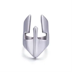 Domineering masks ring titanium steel men's trade Sparta ring helmet Roman retro gladiator stainless steel