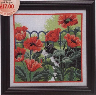 Fishxx Cross-Stitch Col148-1 flowers[Temptation poppy]cotton thread and cloth,water-soluble,100% accurate,11CT,embroidery